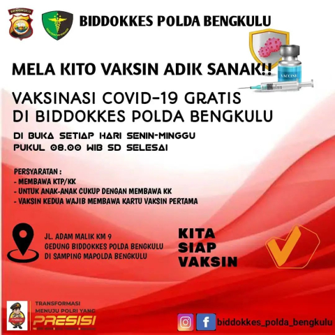 pengumuman vaksinasi di polda Bengkulu