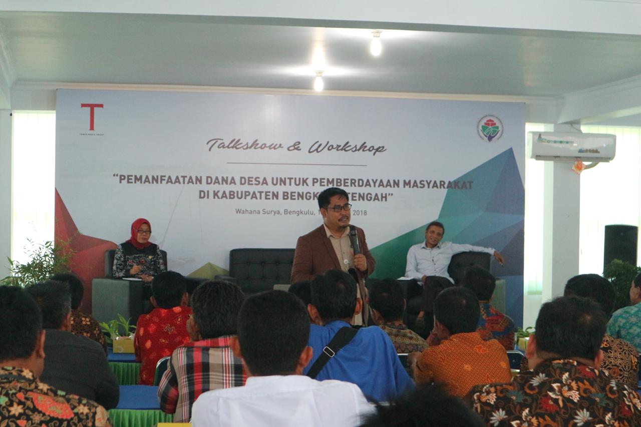 Direktur PMD, M Fachri dalam acara Talkshow Pemanfaatan Dana Desa Untuk Pemberdayaan Masyarakat, Bengkulu, Kamis (11/10/2018)