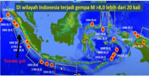 Peta wilayah seismic gab di Indonesia ditandai dengan kotak persegi panjang warna kuning Share Facebook Twitter WhatsApp