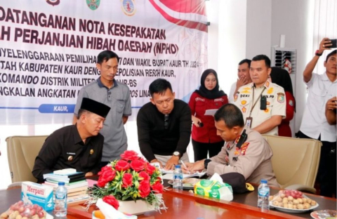 Terima Hibah Untuk Pengamanan Pemilukada 2024 Mendatang, Kapolres Kaur Berharap Pemilukada Berjalan Aman Lancar dan Tertib 