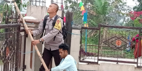 Persiapan HUT RI ke-79, Polsek Sindang Kelingi Sambangi Warga