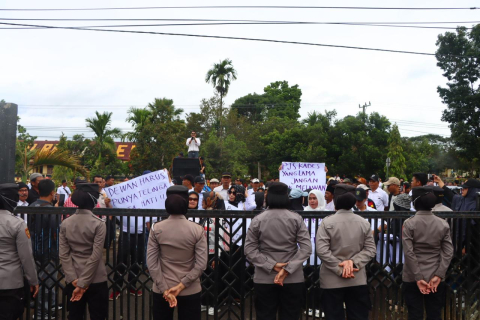 Polres Lebong Laksanakan Pengamanan Aksi Demo