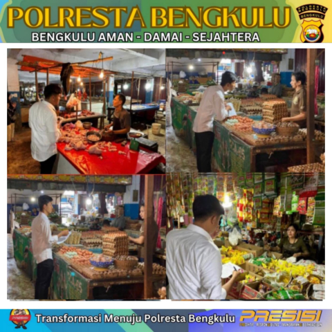Polresta Bengkulu Lakukan Deteksi Dini dan Monitoring Harga Bahan Pokok di Pasar Kota Bengkulu