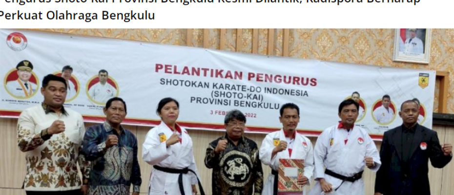 Pengurus Shoto-Kai Provinsi Bengkulu Resmi Dilantik
