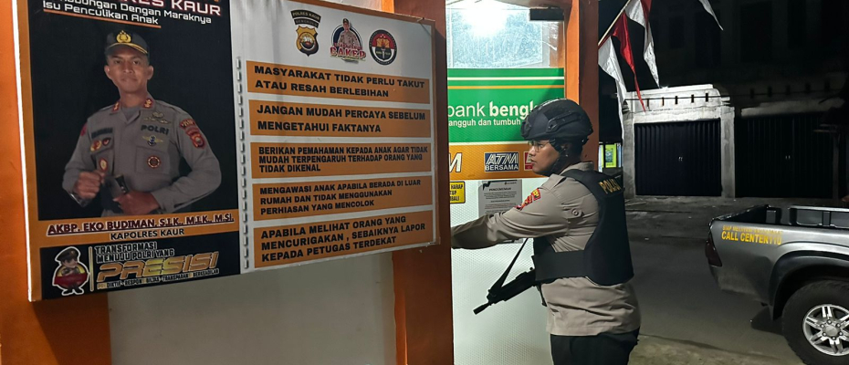 Polsek Kaur Utara, Patroli KRYD Antisipasi Tindak Pidana 3C di Wilkum 