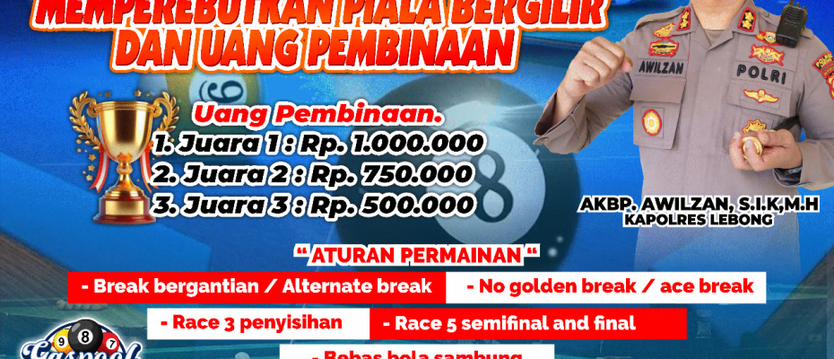 Perkuat Kemitraan dengan Media, Kapolres Lebong Adakan Billiards Tournament Piala Bergilir